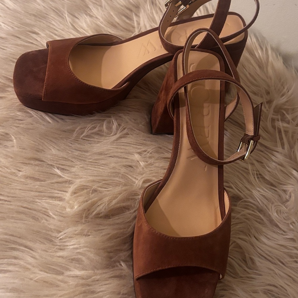 J Crew Ankle Strap Platform Heels in Caramel Suede Women's Sz10, NWOT - Picture 4 of 6